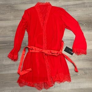 NWT Red Sheer Robe w/ Lace Details - Fashion Nova Boo Me Up Then